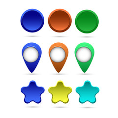 set of markers to indicate places and objects