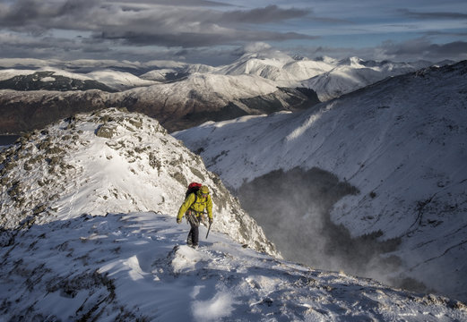 Scotland, Glencoe, Beinn a'Bheithir,  mountaineering in winter
