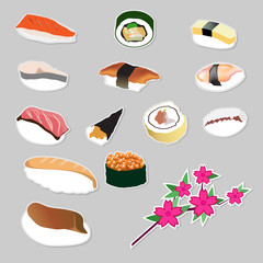 Set icon Japanese food vector