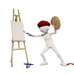 painter with white background, 3d rendering