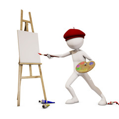 painter with white background, 3d rendering