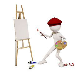 painter with white background, 3d rendering