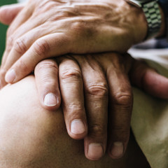 Fototapeta premium Senior man with hands clasped 