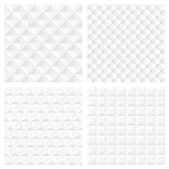 White geometric seamless patterns