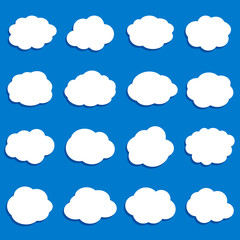 Cloud shapes flat icons set. Cloud symbols.