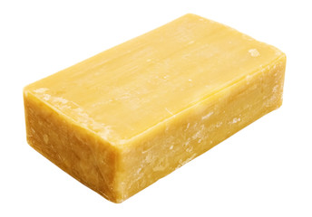 A bar of laundry soap isolated on a white background