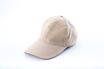 brown baseball cap on white background