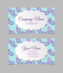 Business card template. Asian paisley