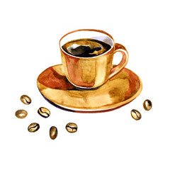 Hand drawn watercolor coffee