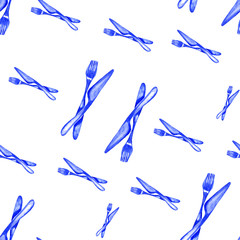Seamless pattern with spoons. Hand-drawn background.