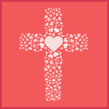 Jesus true love. Cross. Heart. Love. Vector illustration