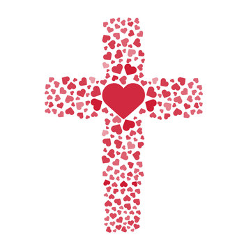 Jesus true love. Cross. Heart. Love. Vector illustration