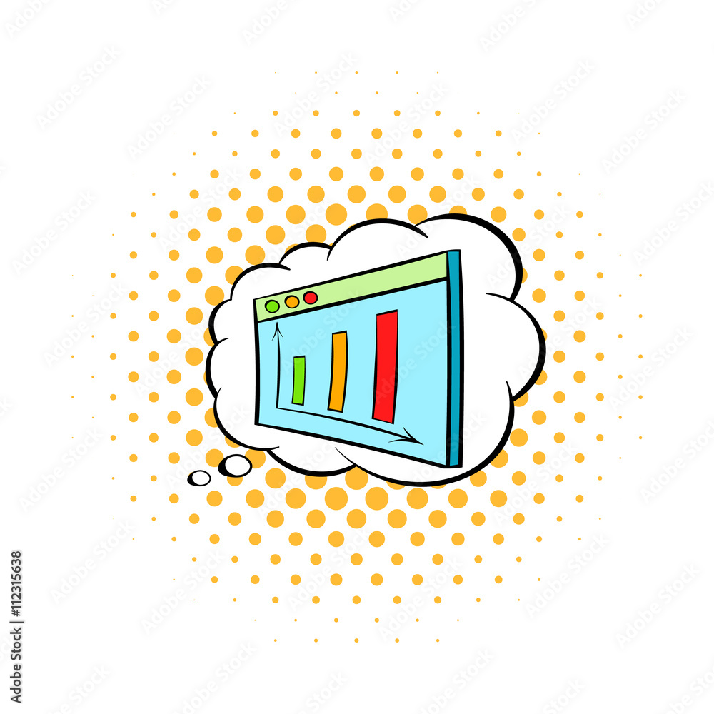 Poster screen with graph in speech cloud icon