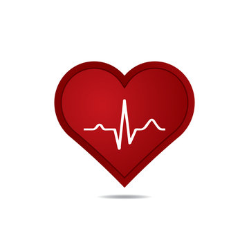 Heart with EKG signal.