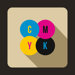 CMYK circles icon, flat style