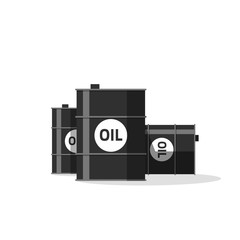 Oil barrels vector illustration isolated on white, flat metal black oil barrels