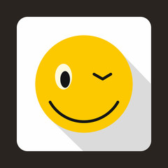 Eyewink emoticon icon, flat style