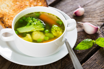 Light soup of fresh vegetables