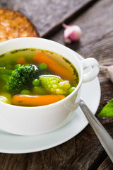 Light soup of fresh vegetables