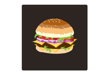 hamburger on brown backgrounds,vector illustration