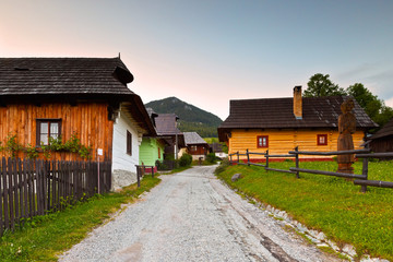 Fototapeta na wymiar Vlkolinec village near town of Ruzomberok, Slovakia. UNESCO World Heritage site.