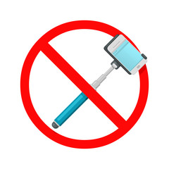 Vector illustration of a no selfie stick sign internet icon.
A sign symbol for banning selfie stick photos - Sign of Selfie stick ban.