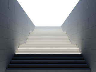 Fototapeta na wymiar Empty white stairs in pedestrian subway