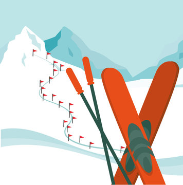 Skiing - Skifahren Vektor