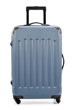 Large gray polycarbonate suitcase isolated on white