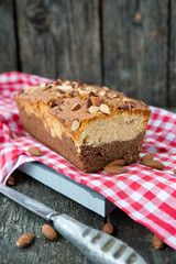 Vanilla cake with chocolate and nuts

