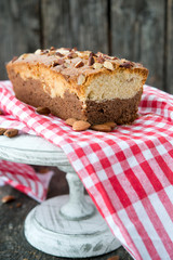 Vanilla cake with chocolate and nuts

