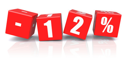 12% discount cubes on a white