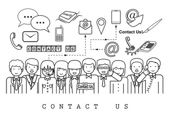 Business People-Contact Us-On White Background-Vector Illustration, Graphic Design