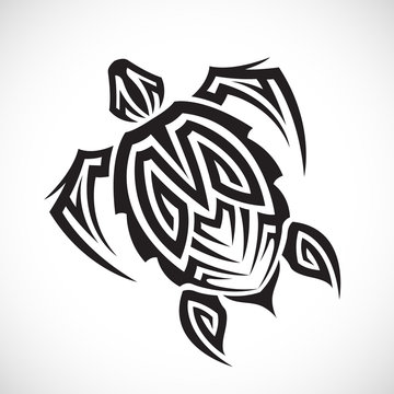 Turtle in a tribal on a white background.