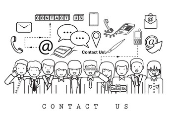 Business People-Contact Us-On White Background-Vector Illustration, Graphic Design