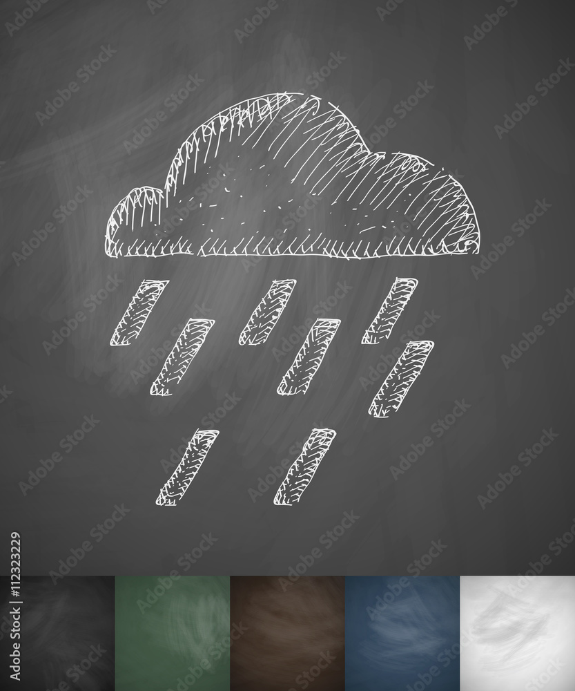 Wall mural cloud rain icon. hand drawn vector illustration