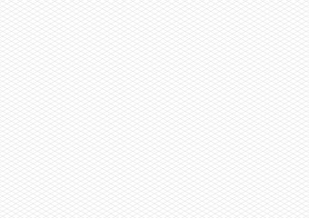 Gray isometric grid on white, a4 size horizontal background