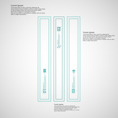 Bar Illustration infographic template divided to three blue parts created by double outlines