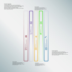 Bar Illustration infographic template divided to five color parts created by outlines