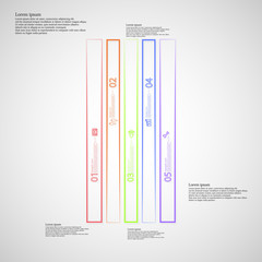 Bar Illustration infographic template divided to five color parts created by outlines