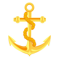 Gold anchor vector illustration isolated on white background © npaveln