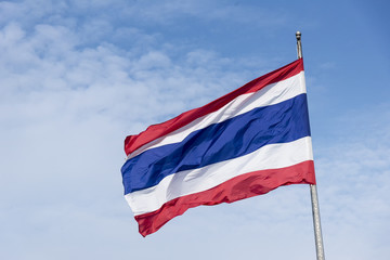 Obraz premium the national flag of Thailand with the sky