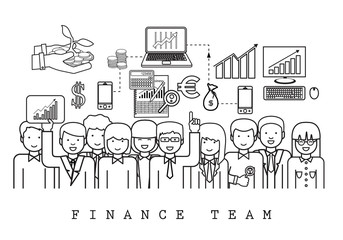 Finance Team-On White Background-Vector Illustration, Graphic Design