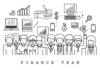 Finance Team-On White Background-Vector Illustration, Graphic Design