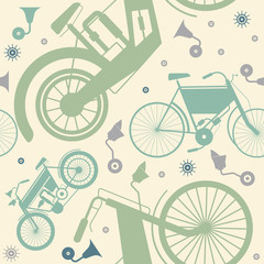 Plakat Decorative seamless pattern with retro bicycles