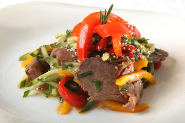 Salad with meat and cucumber