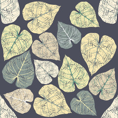 Seamless pattern with colorful tropical leaves - 112326847