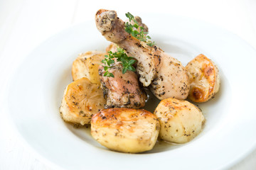 Fried chicken legs in herbs
