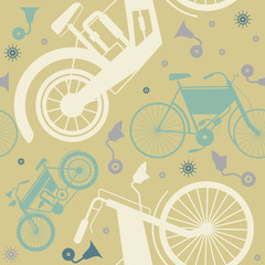 Summer seamless pattern with stylish bicycles