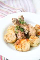 Fried chicken legs in herbs
